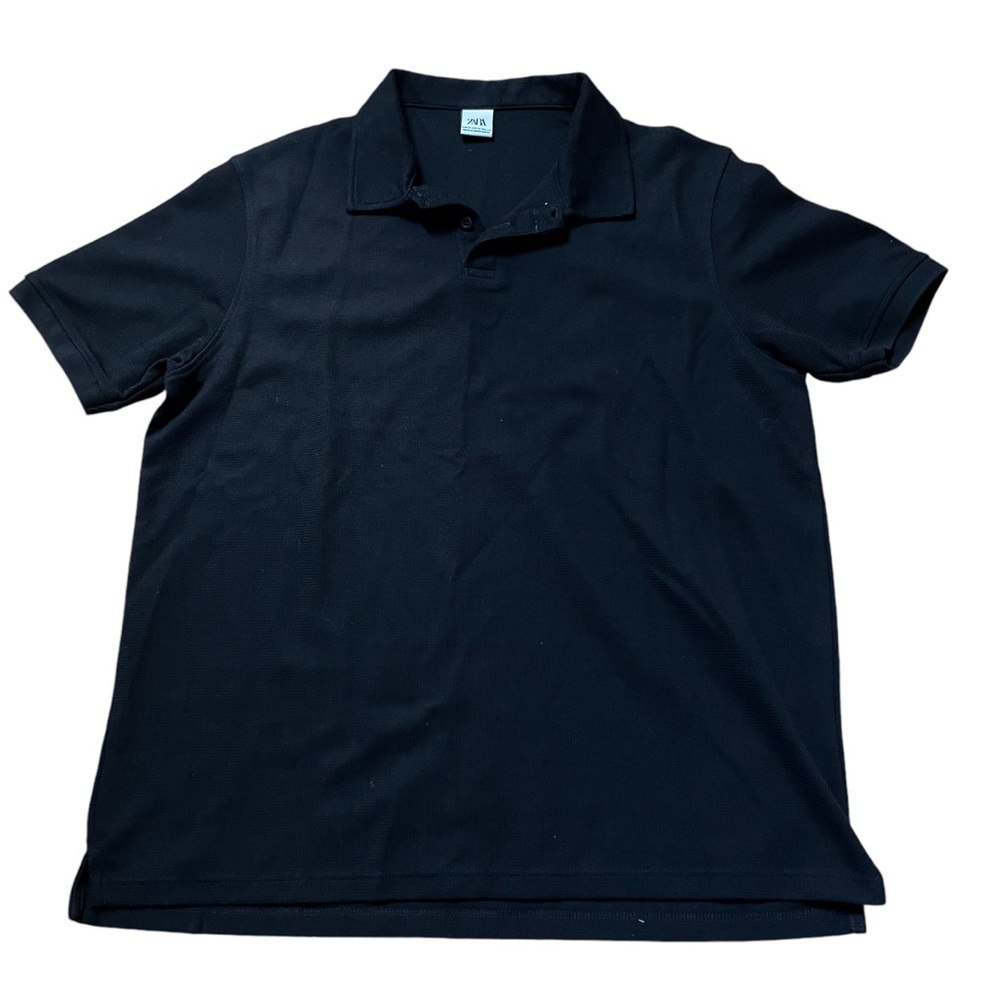 Zara Men Black Short Sleeve Polo Shirt Size XL